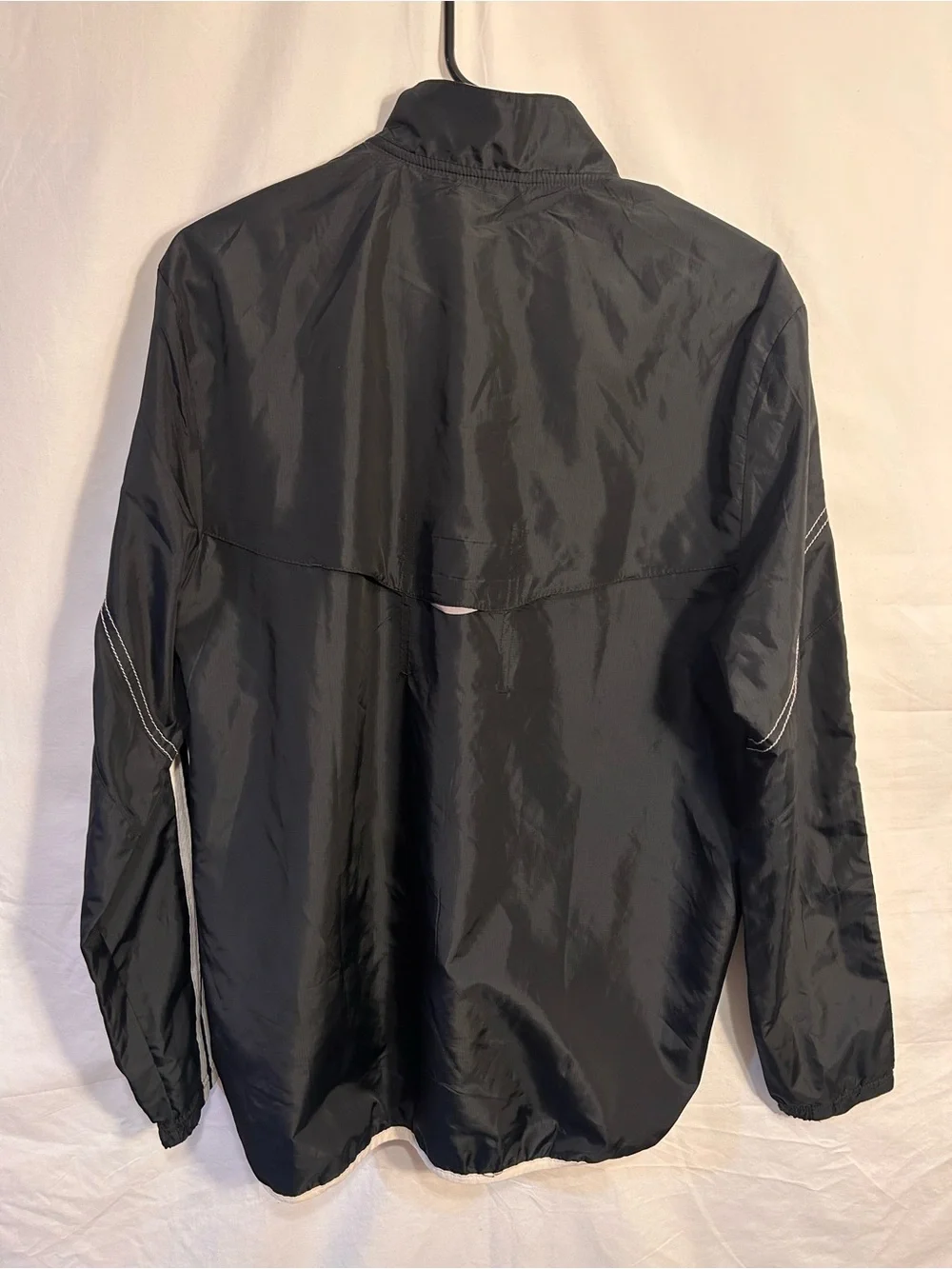 adidas Black Windbreaker Jacket with White Stripe Accents